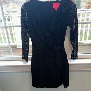 Lilly Pulitzer Black Lace Long Sleeve Romper, new without tags